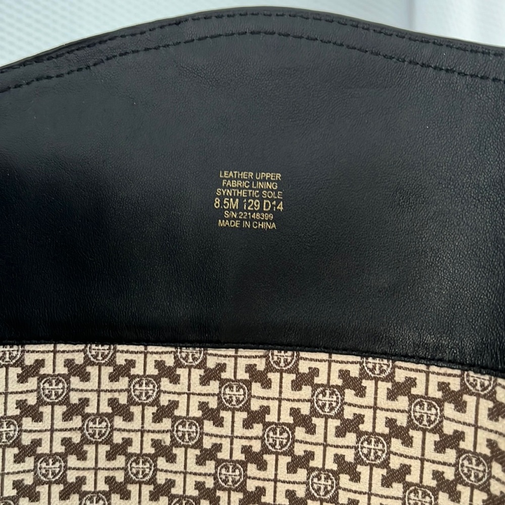 Tory Burch Marlene Embossed Logo Riding Black Boot.